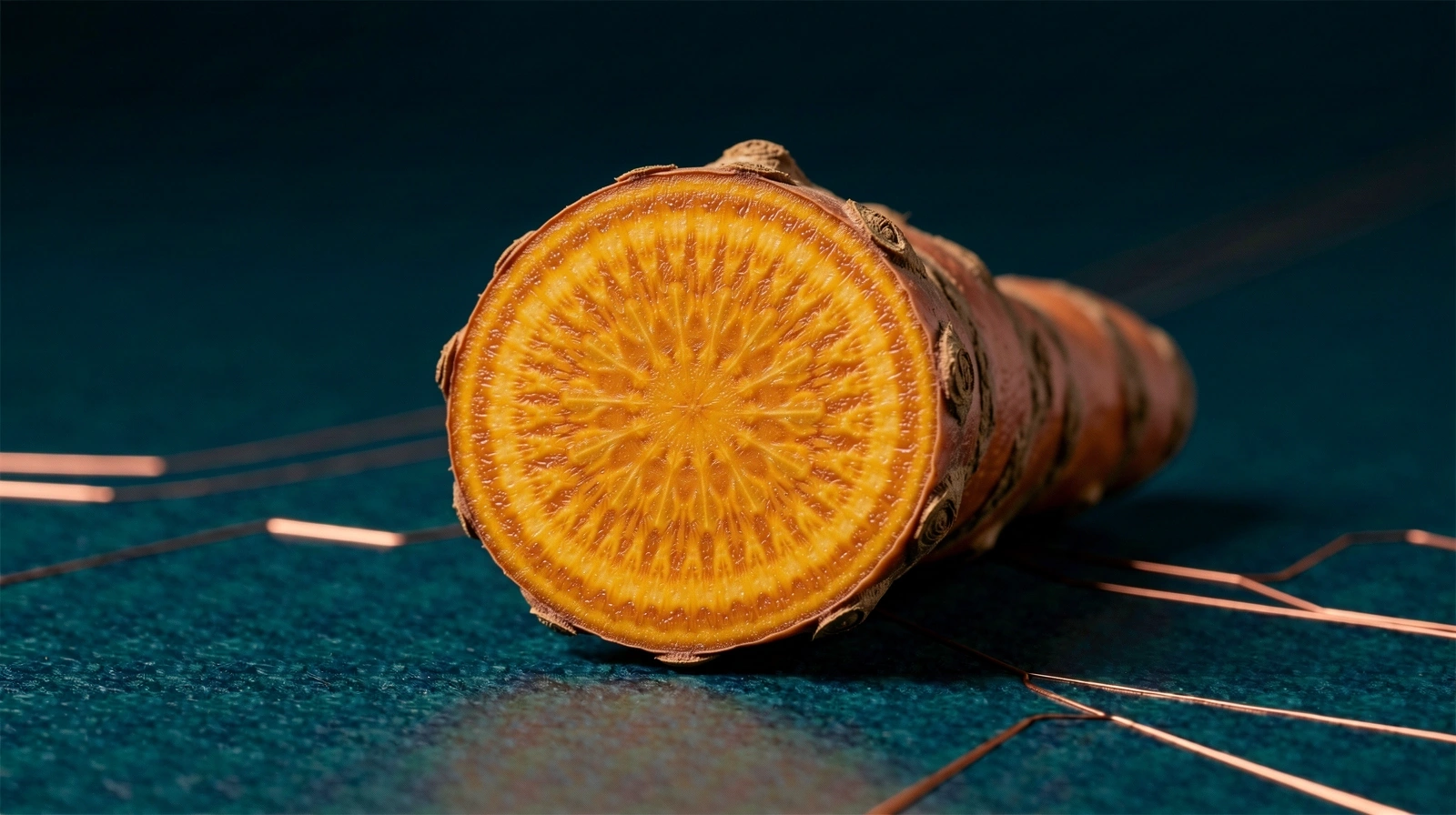Macro botanical study of turmeric root